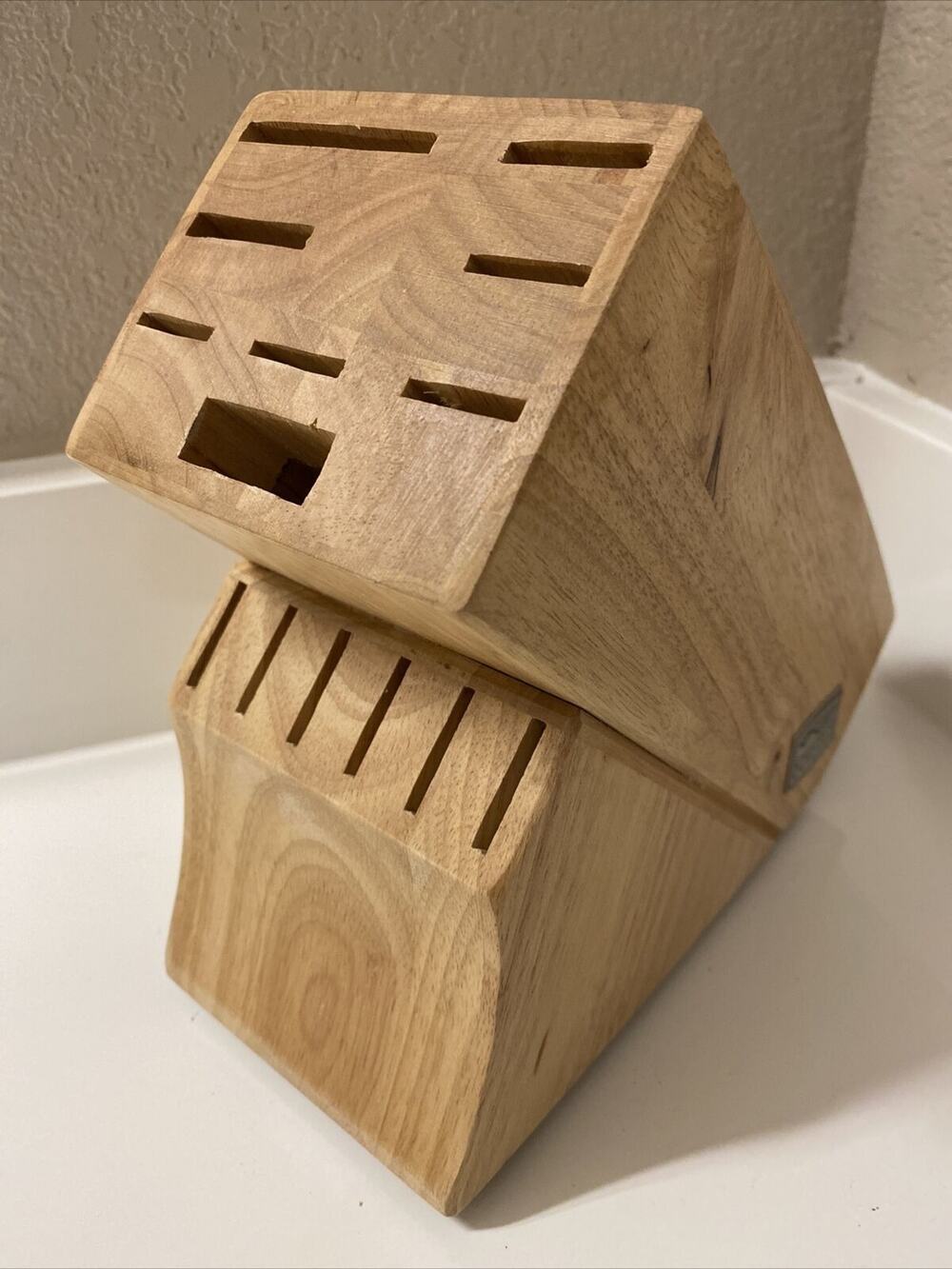 Chicago Cutlery Wooden Knife Block Only No Knives 14 Slots Excellent Condition